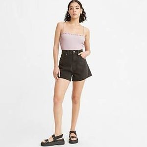 Levi's High Waisted Mom Shorts Black Denim A line Relaxed Fit Women's 29 3" Ins